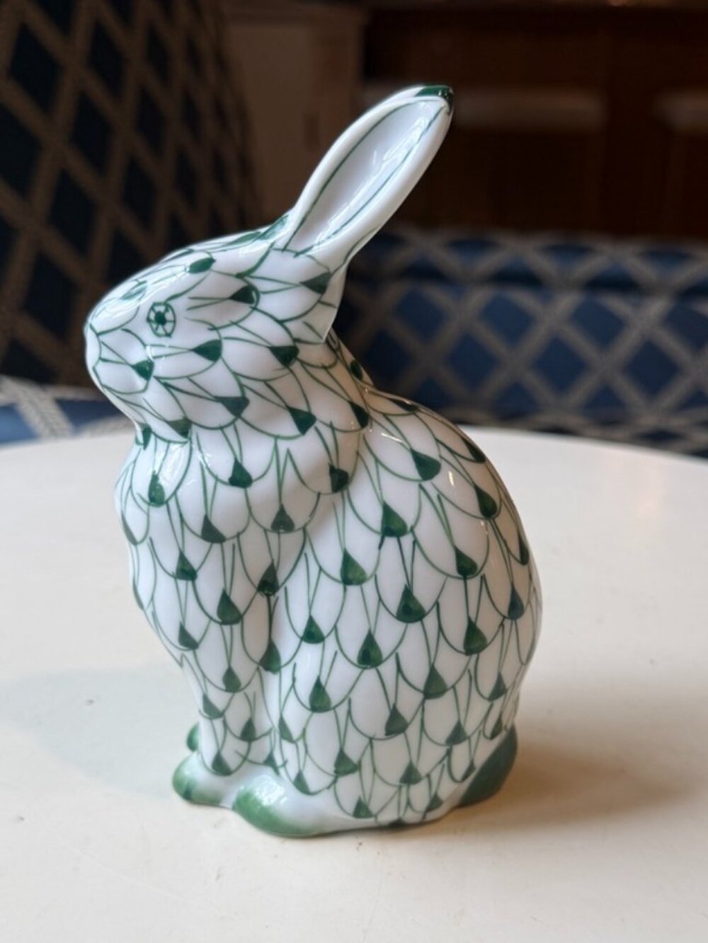 Vintage Andrea by Sadek Handpainted Porcelain Rabbit Figurine Green